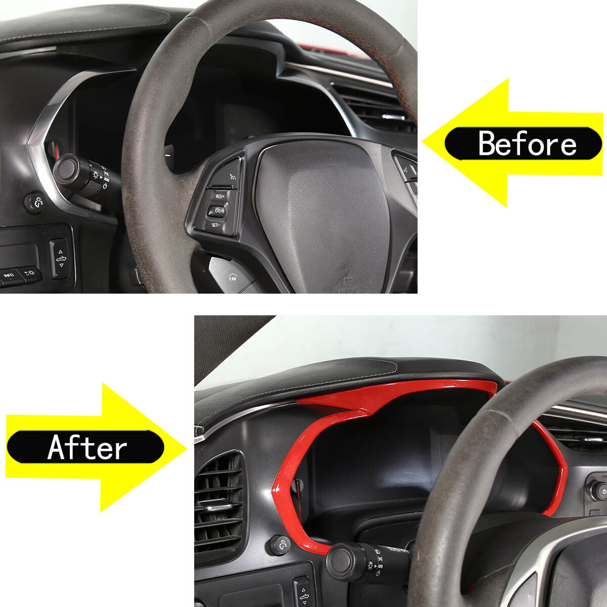 Sports Red ABS Interior Decoration Cover Trim Kit For Corvette C7 2014-19 - Styles 1-5 53