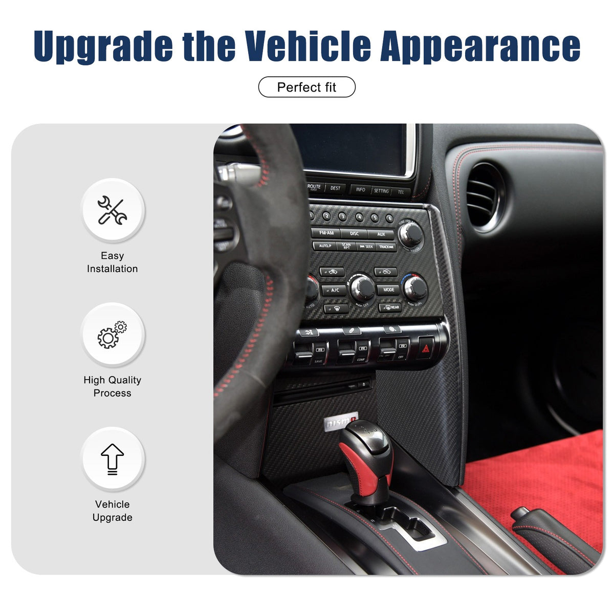 Real Carbon Fiber Mode Button Side Cover Trim For Nissan GT‑R R35 2008‑2016 20