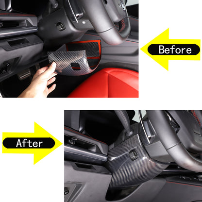 Real Carbon fiber Steering Wheel Upper & Lower Base Cover For Corvette C8 20-26 7