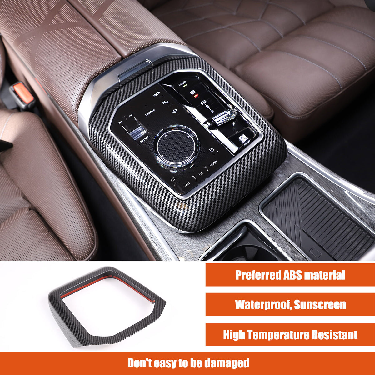 ABS Carbon Fiber Center Gear Shift Panel trim Cover for BMW 7 Serie G70 i7 2023 16