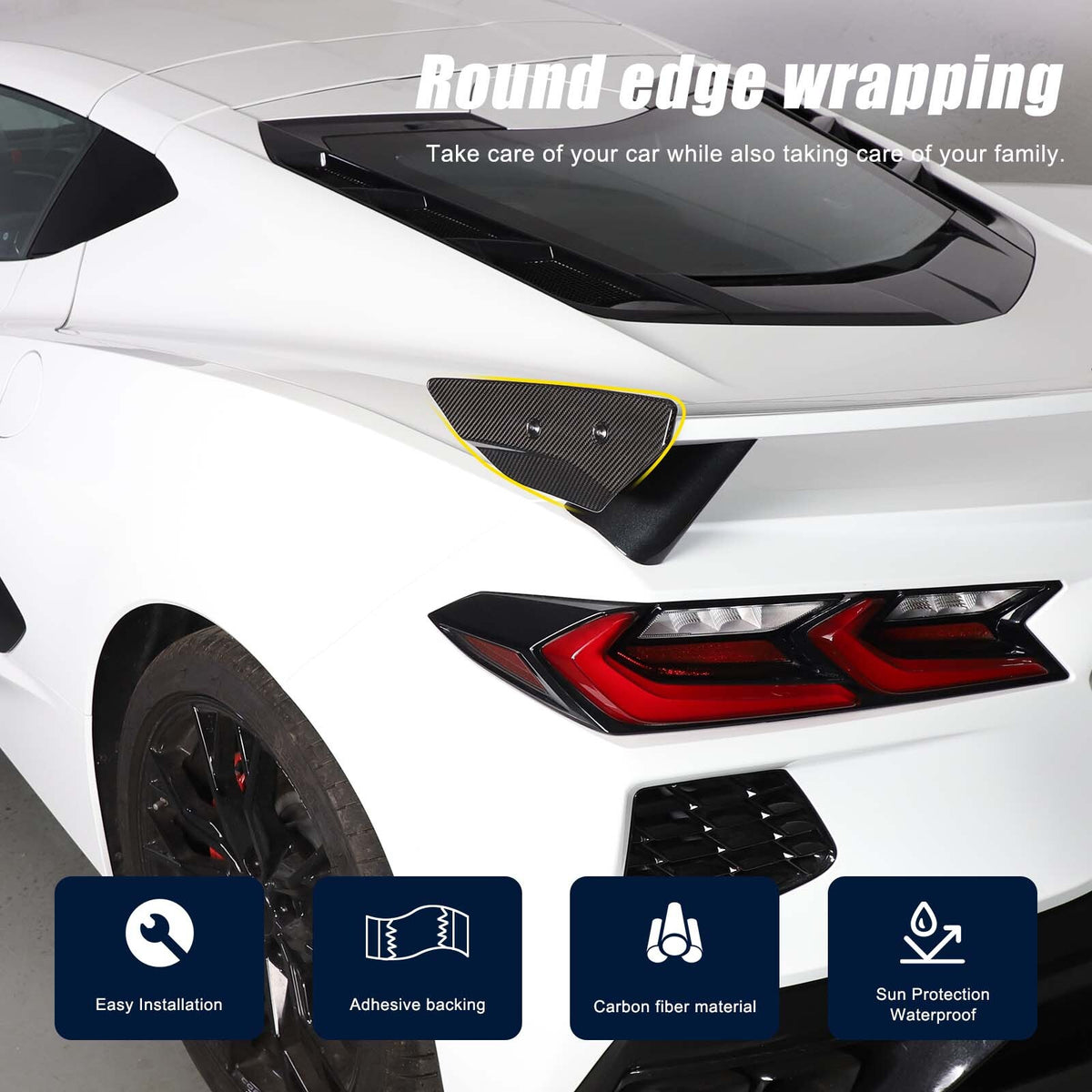 Real Carbon Fiber Replacement Rear Tail Trunk Lid Cover For Corvette C8 20+ US 18
