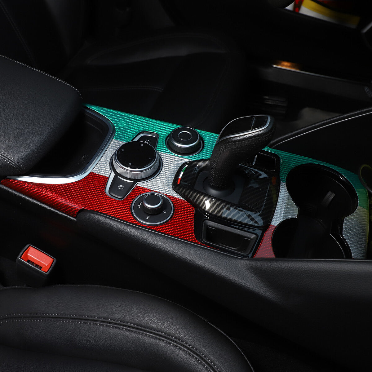 Real Carbon Fiber Car Gear Shift Panel Cover Trim For Alfa Romeo Giulia 20-22 9