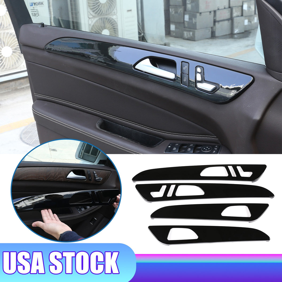 Piano Black Door Panel Trim For Benz ML W166/GLE W166/GLS/X166/GL X164 13-19 US 1