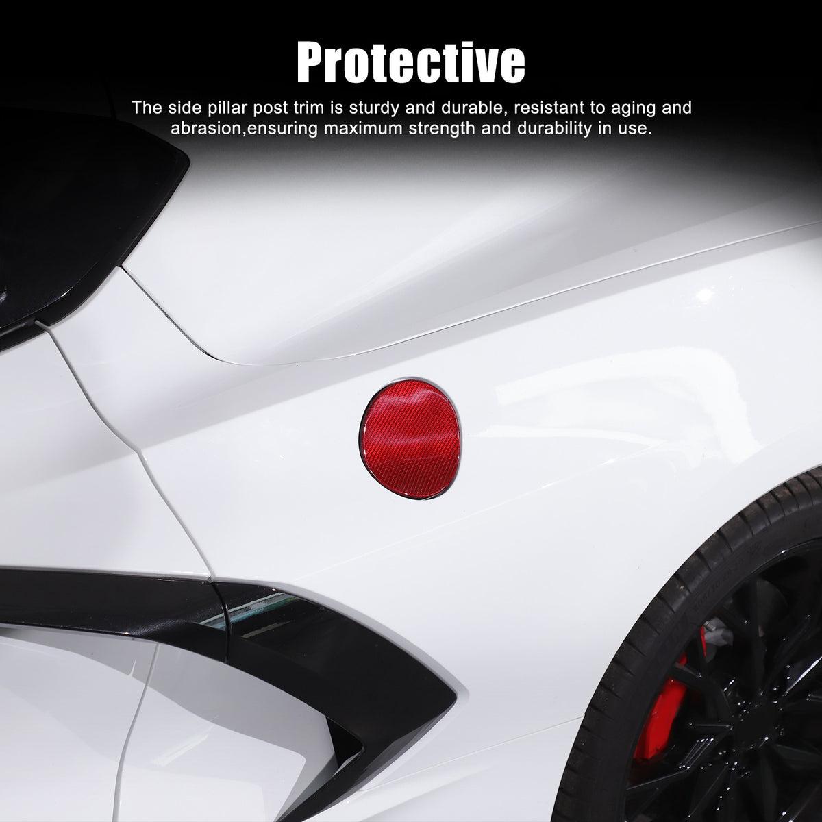 Replacement Red Real Carbon Fiber Fuel Tank Cap Lid Cover For Corvette C8 20+ US 7