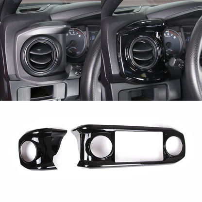 ABS All Black Dashboard Air Vent Outlet Trim Cover For Toyota Tacoma 2016-23 5