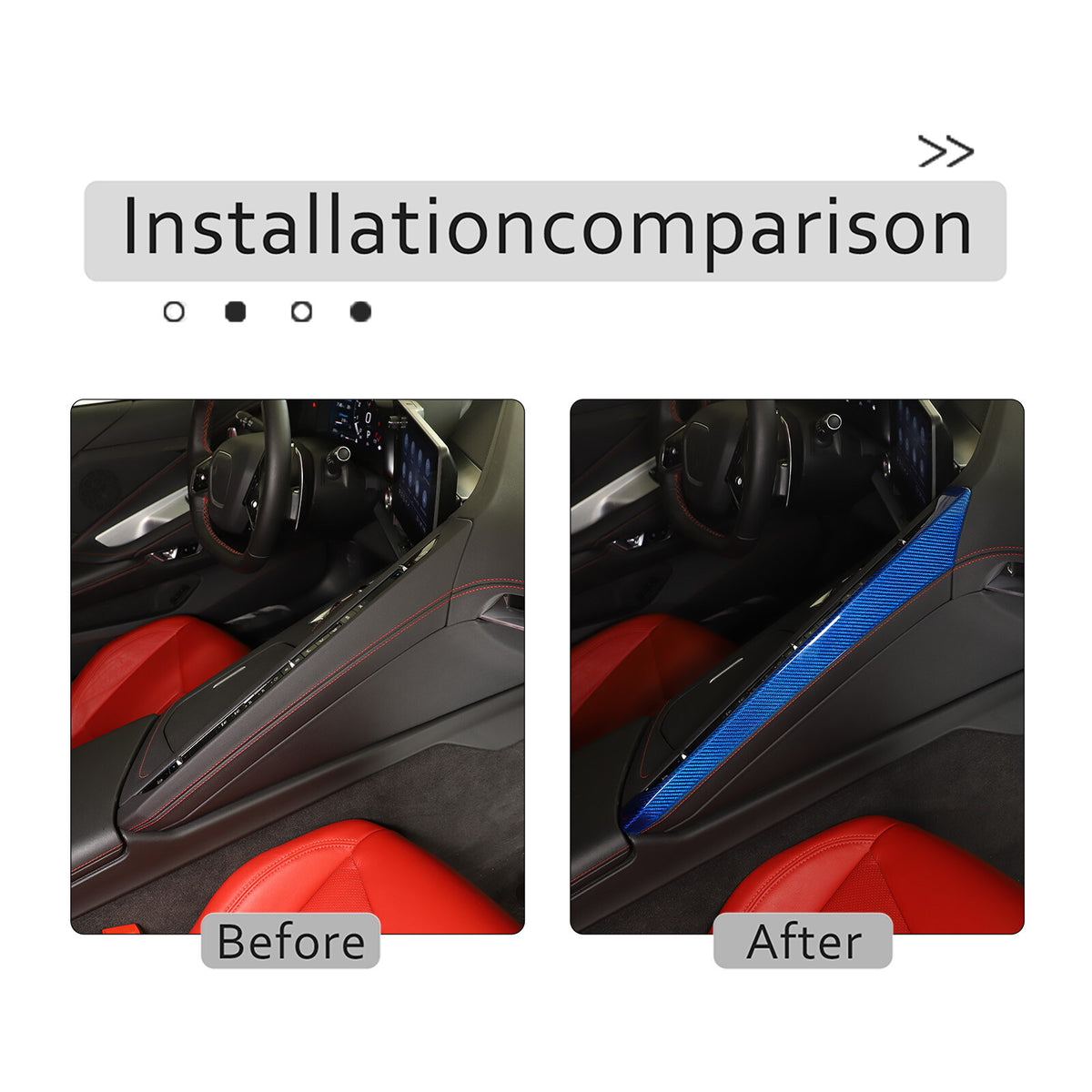 Blue Real Carbon Fiber Full Interior Set Decor Trim Kit for Corvette C8 20-25 - Variants 6-10 39