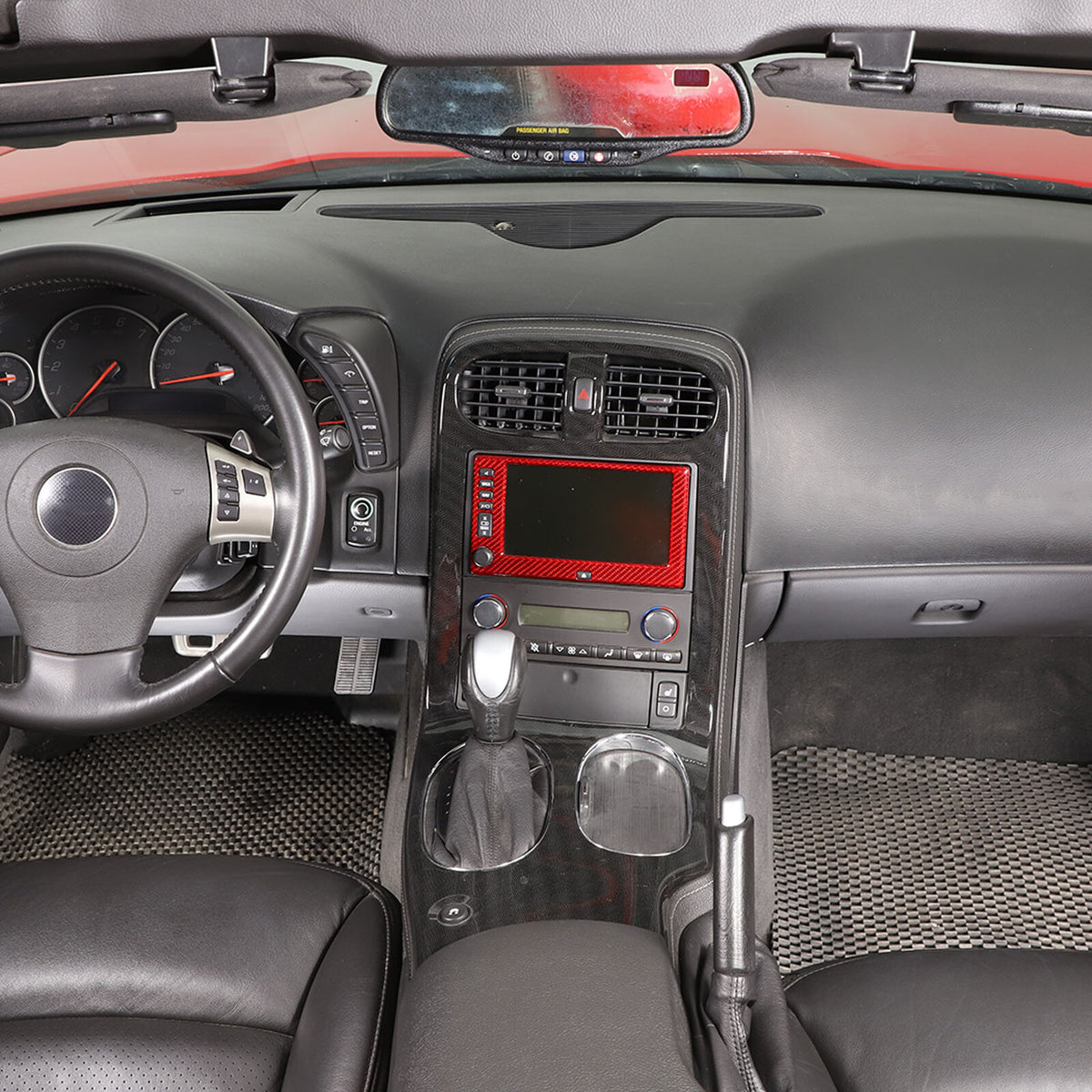 Red Real Carbon Fiber Center Navigation Screen Trim Cover For Corvette C6 05-13 3