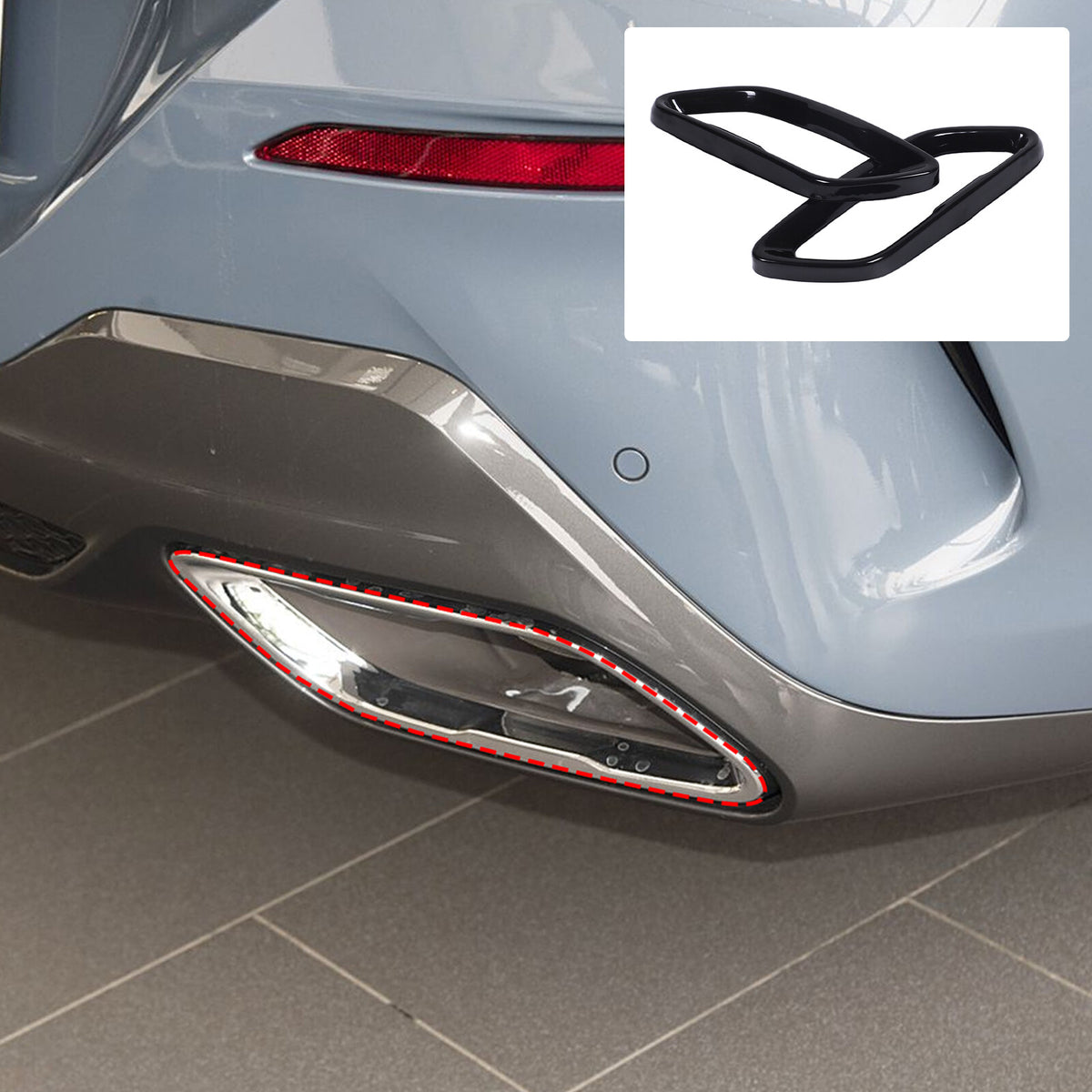 Glossy Black Stainless Rear Exhaust Tip Trim For BMW 8 Series Coupe G14 2019+ 13