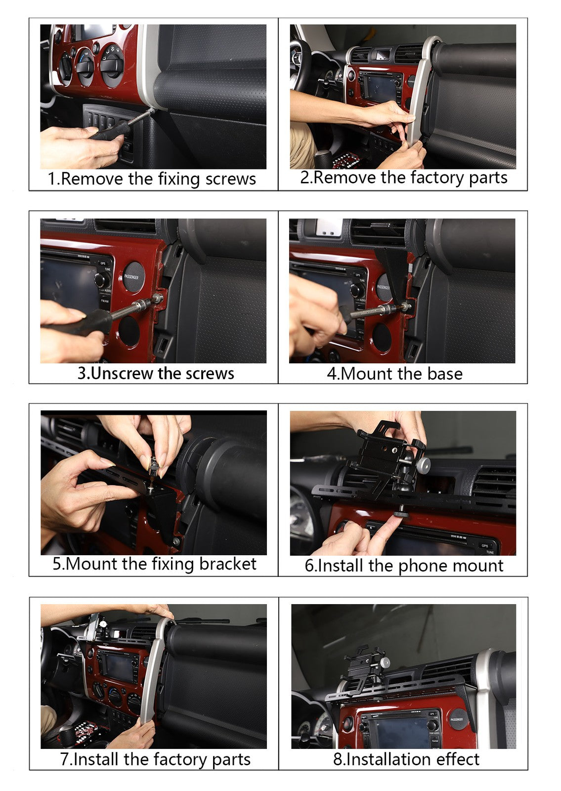 Center Console Multi-functional Double Phone Holder For FJ Cruiser 2007-21 2