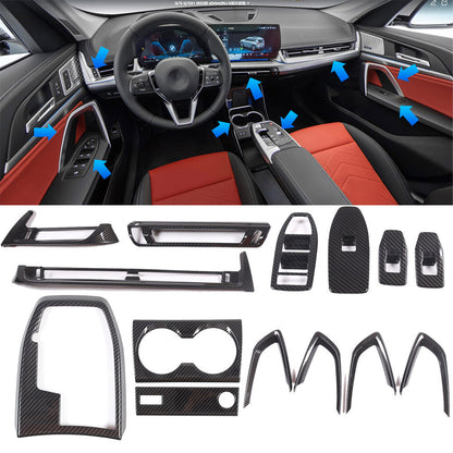 ABS Carbon Fiber Center Console Gear Panel Cover Trim Set for BMW X1 U11 2023+ 1