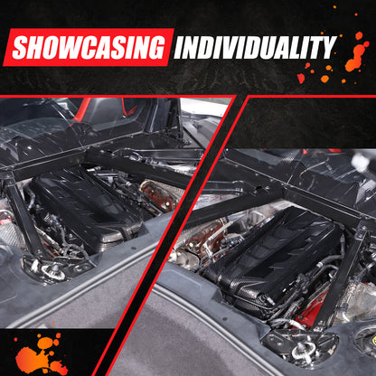 ABS Carbon Fiber Engine Bay Panel Cover in Edge Black For Corvette Coupe C8 20+ 23