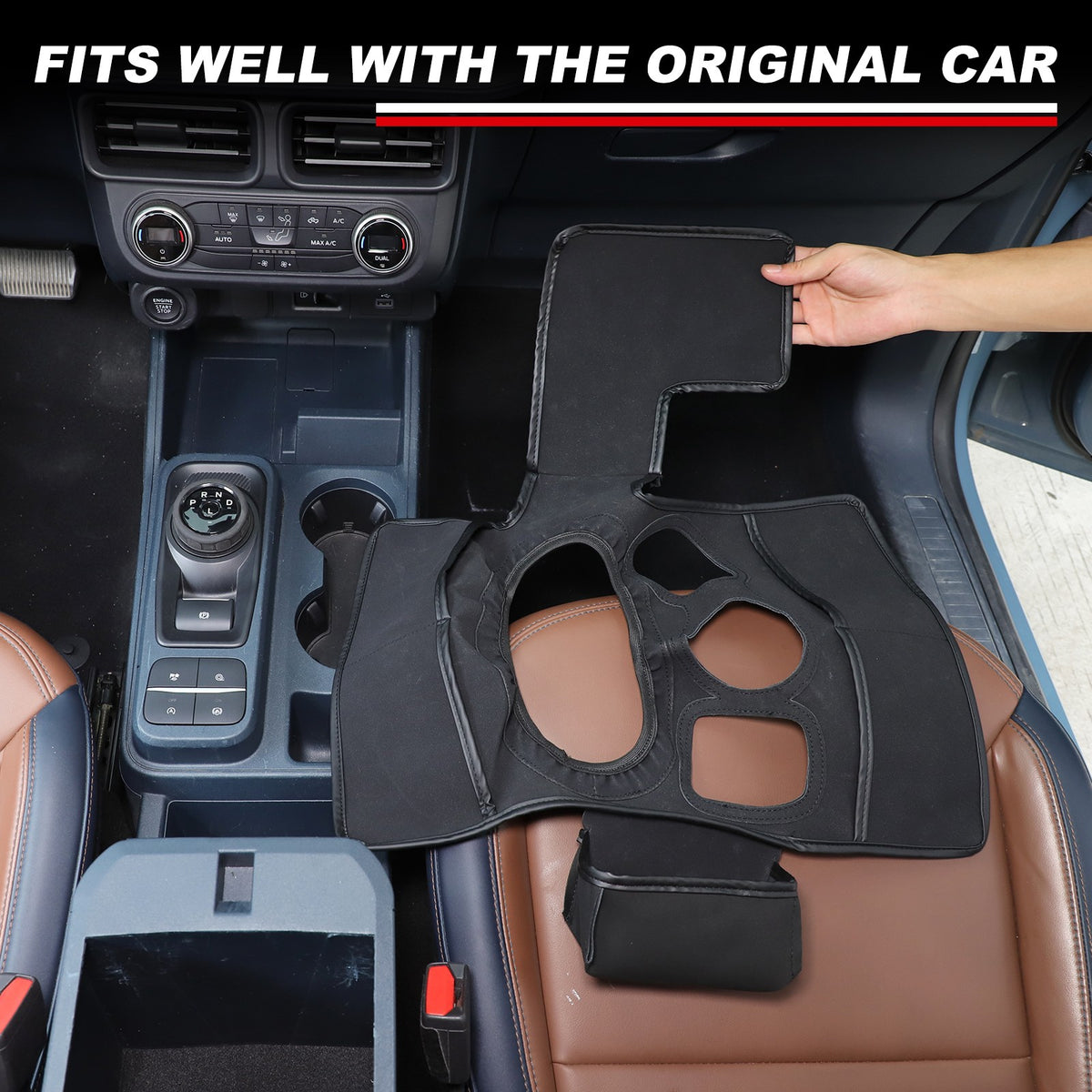 Suede Cloth Center Console Gear Shift Trim Cover For Ford Maverick 2022+ US 8