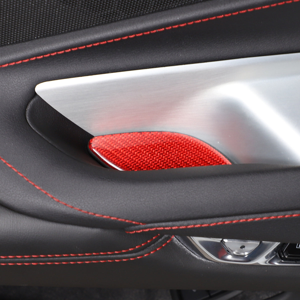 Red Soft Carbon Fiber Interior Decor Trim Kit Cover Set For Corvette C8 20-25 61