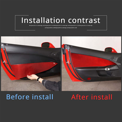 Red Carbon Fiber Interior Anti-kick Door Panel Sticker For Corvette C6 05-13 US 9