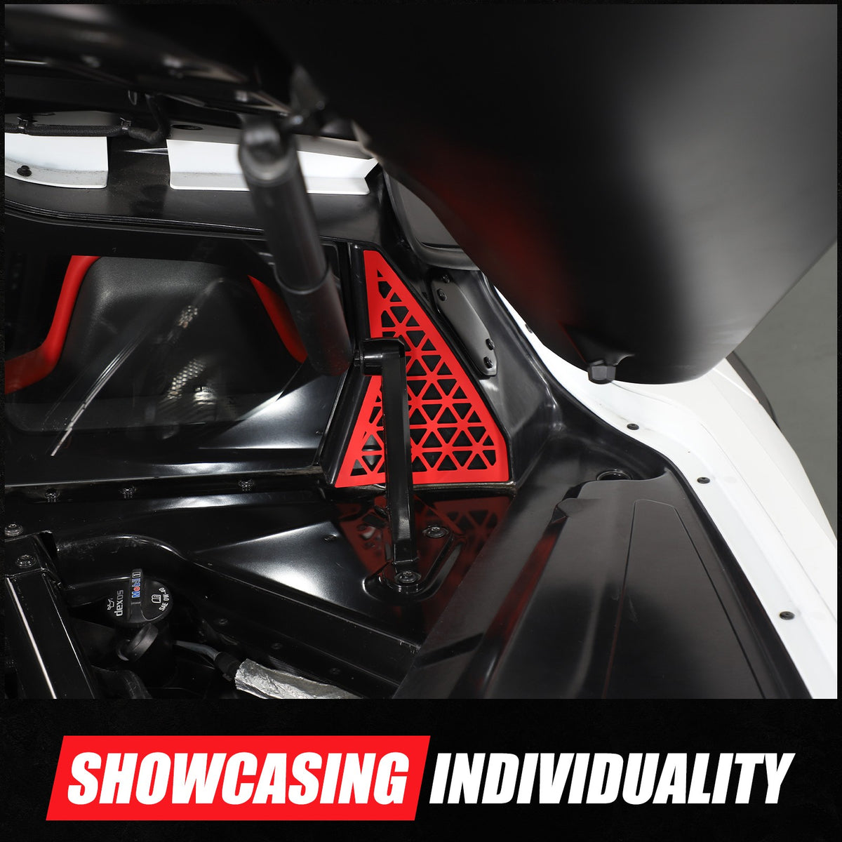 Red Alloy Front Bulkhead Engine Bay Decor Trim For Corvette C8 2020+ 10