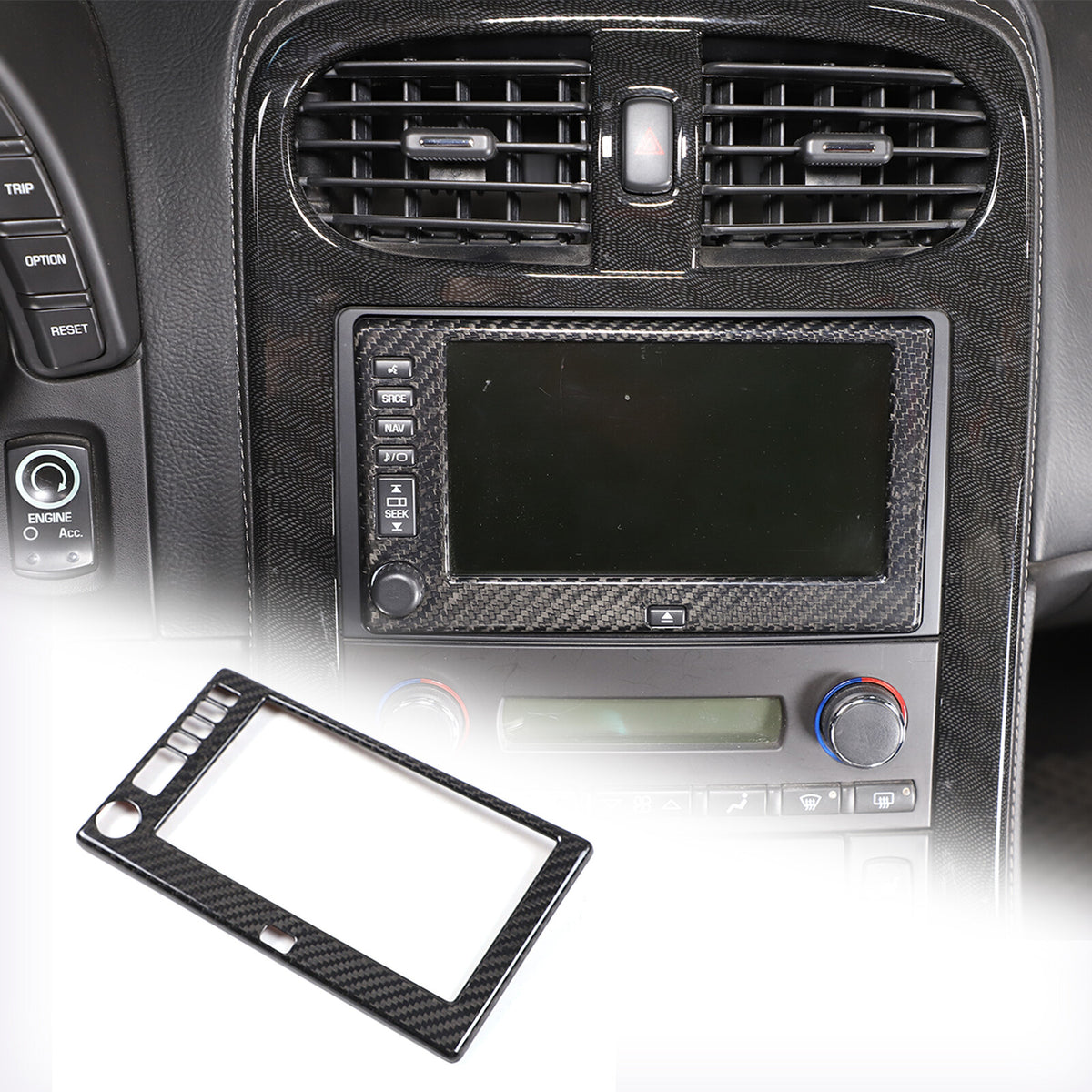 Real Carbon Fiber Center Navigation Screen Trim Cover For Corvette C6 2005-13 1