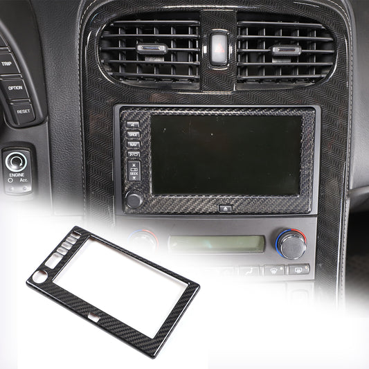Real Carbon Fiber Center Navigation Screen Trim Cover For Corvette C6 2005-13 1