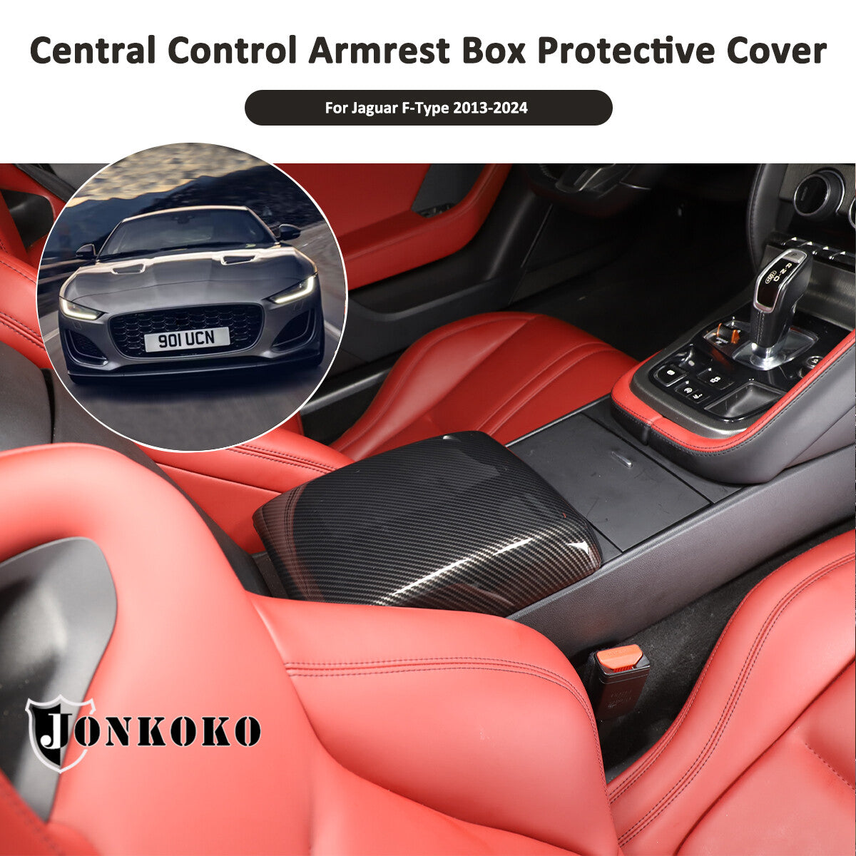 ABS Carbon Fiber Center Console Interior Trim Kit Set For Jaguar F-TYPE 2013-24 19