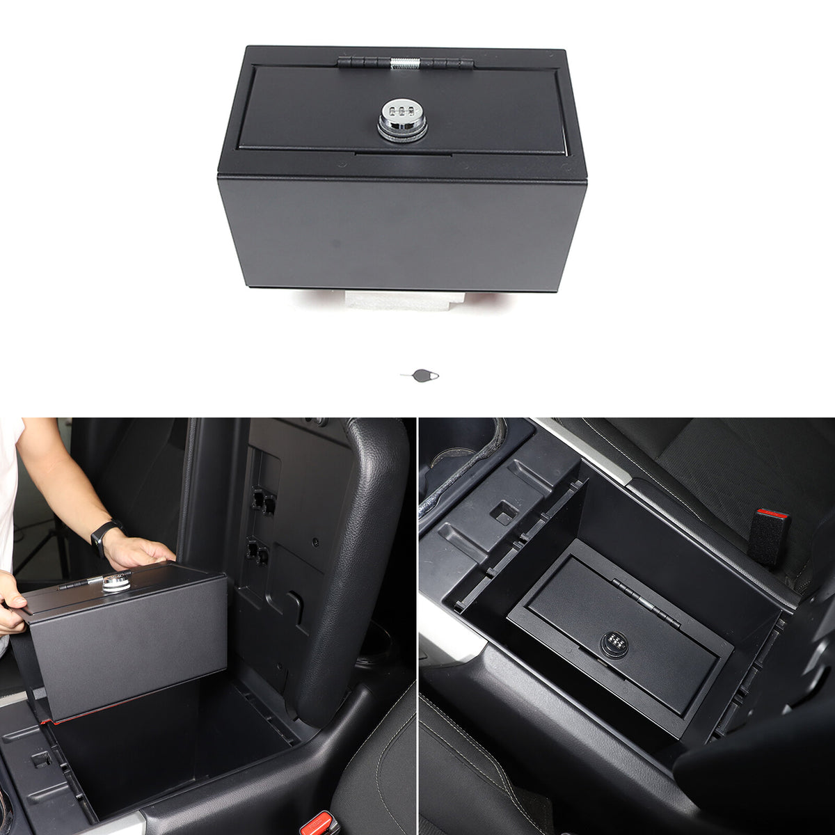 Center Console Safe GUN Storage Lock Box W/ TRAY For Nissan Titan 2016-2023 2