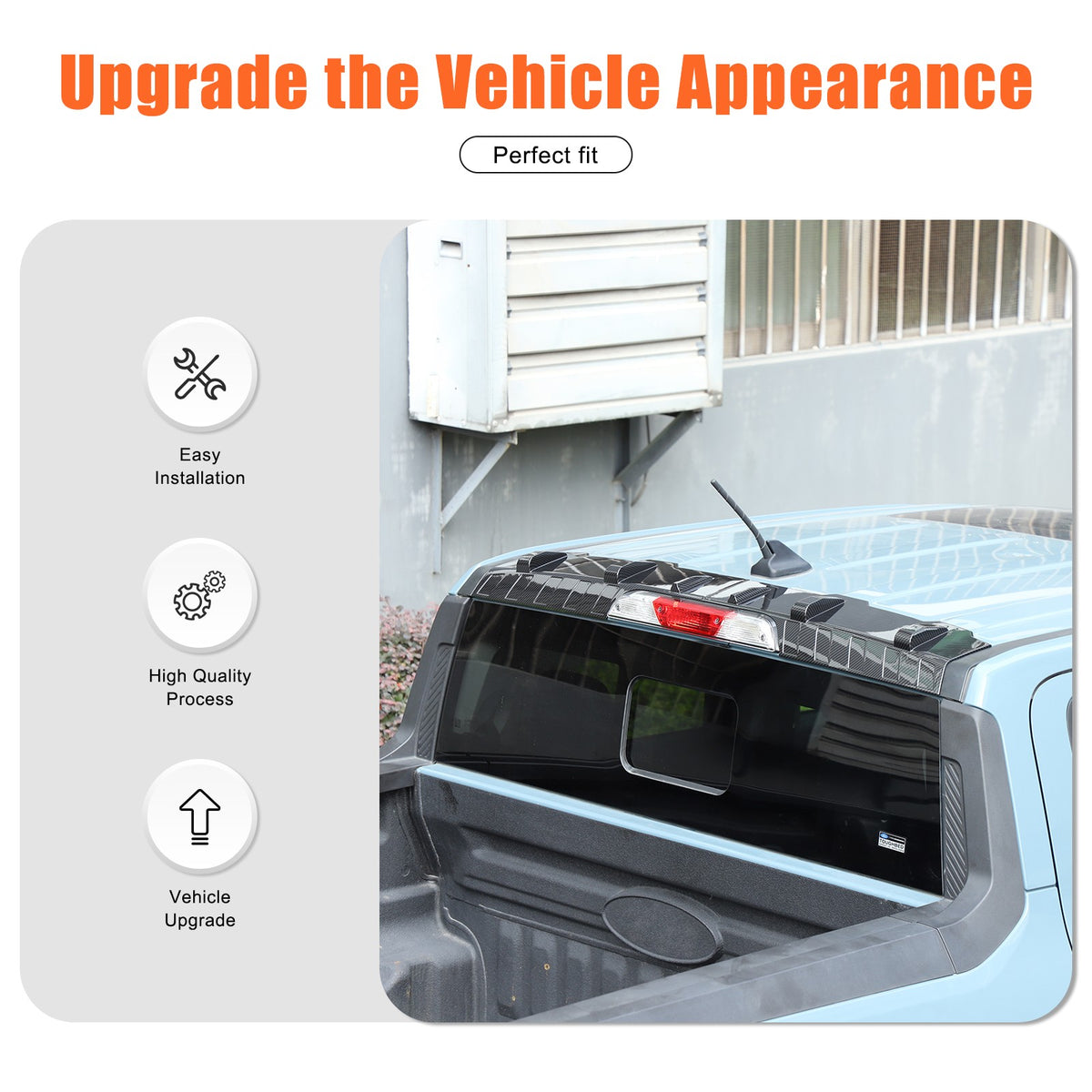 Carbon Fiber ABS Roof Rear Spoiler Trim Cover For Ford Maverick 2022+ 13