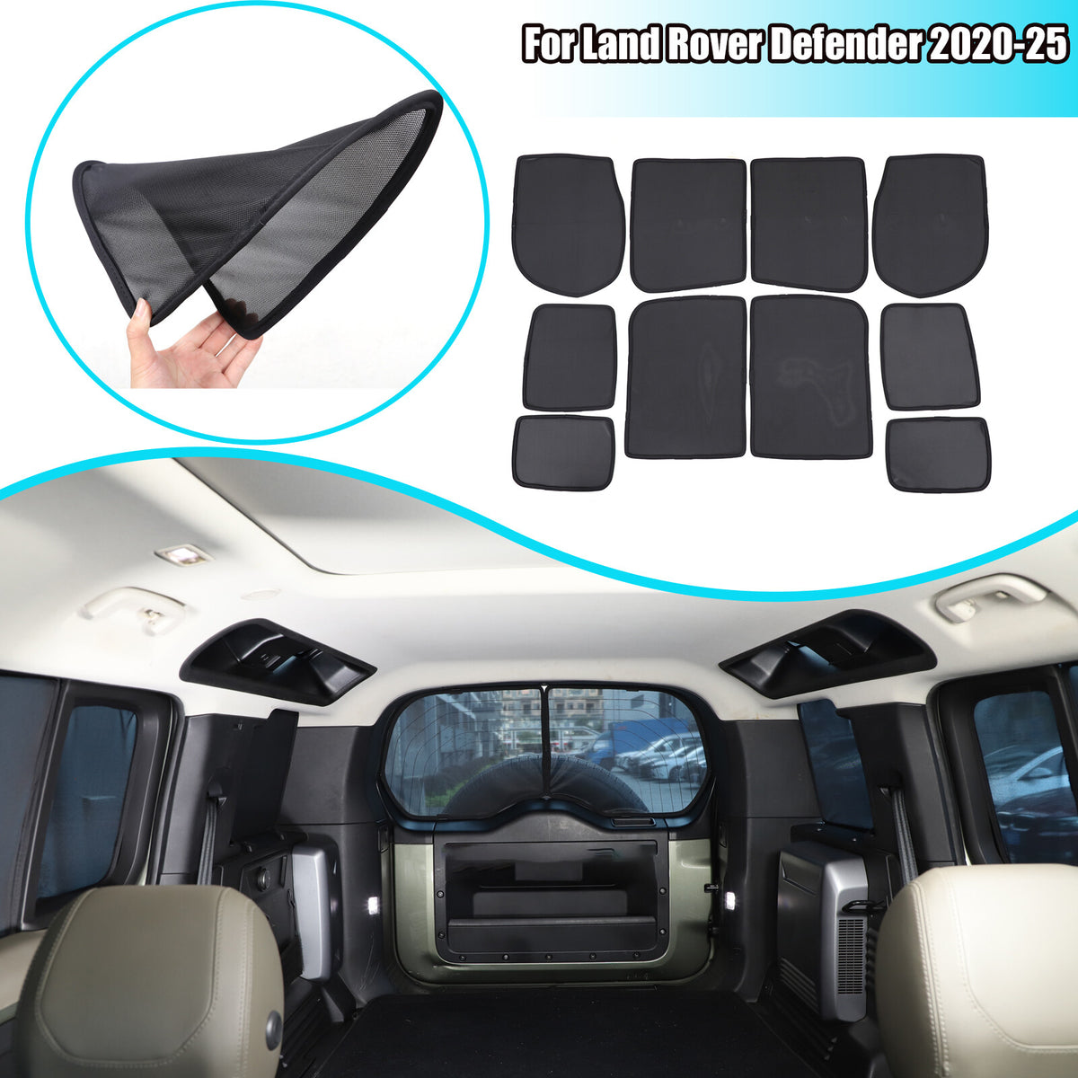 Car Window Screen Sun Shade Mesh Cover Windshield For LR Defender L663 20-25 1