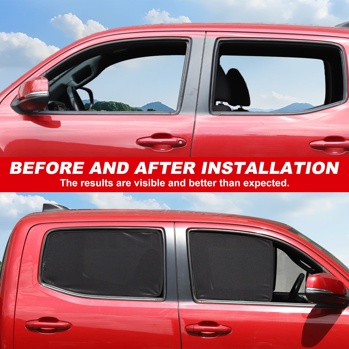 Front Rear Window Sun Shade Cover Mesh Shield Screen For Toyota Tacoma 2016-2022 4