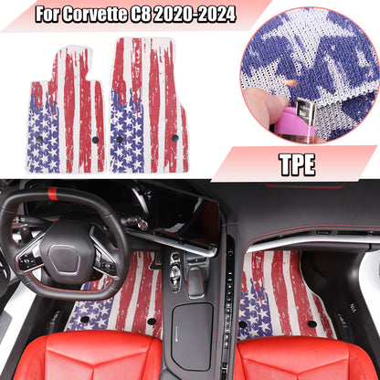 US Flag Car Floor Mats Cargo Carpets Foot Pads For Corvette C8 2020-2026 1