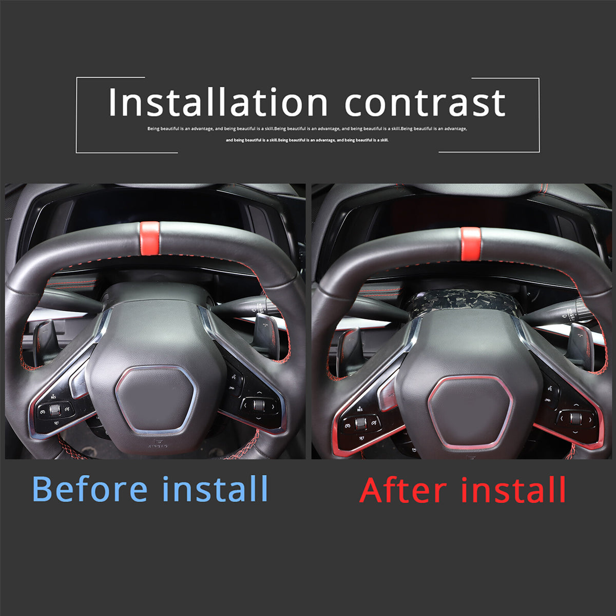 Forged Real Carbon fiber Steering Wheel Base Trim Cover For Corvette C8 Z06 20+ 4