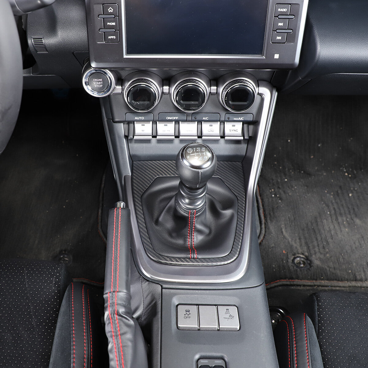 Matte Black Carbon Fiber Gear Shift Panel Cover For Toyota 86/ Subaru BRZ 2022+ 10