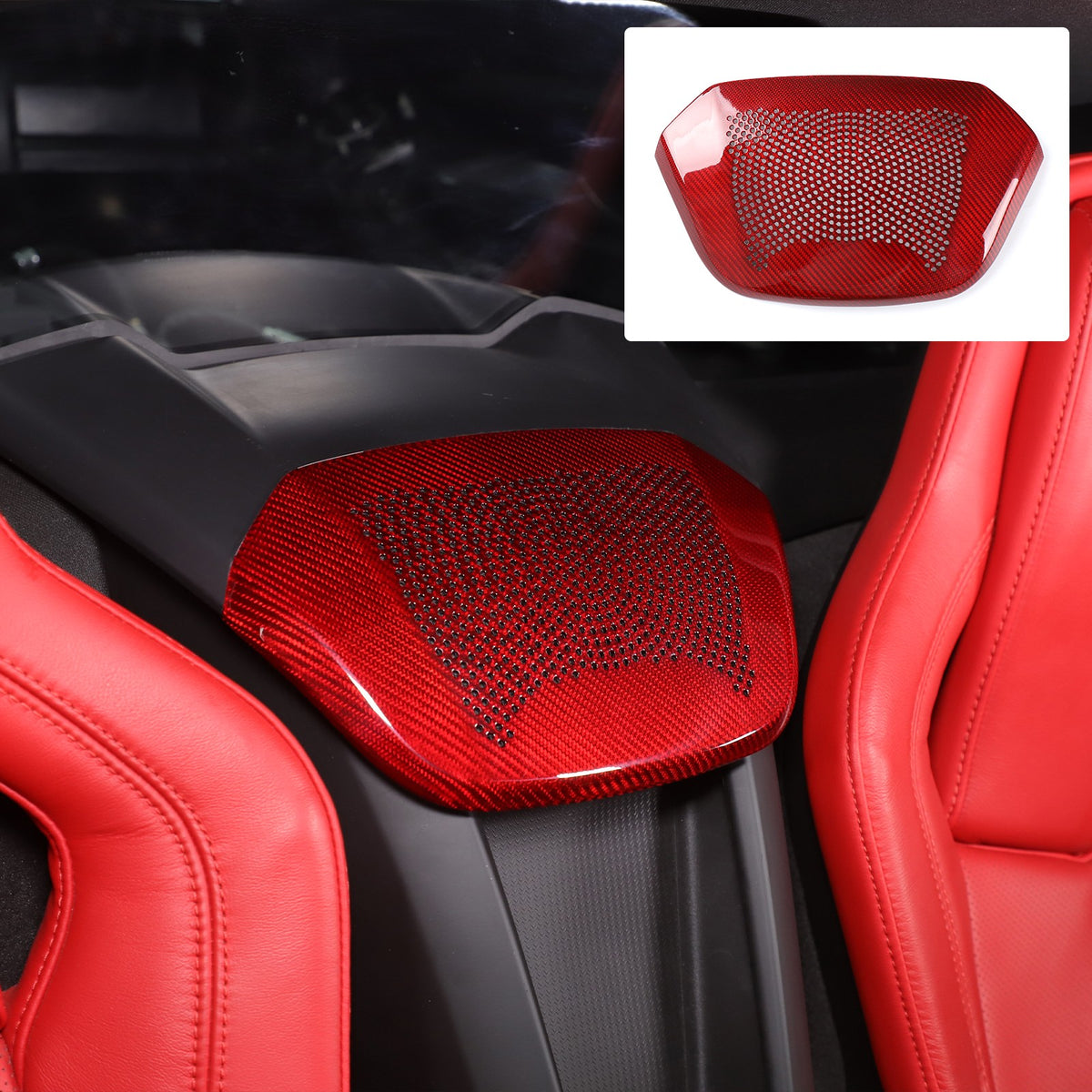 Real Carbon Fiber Rear Speaker Grill Cover For Corvette C8 2LT 3LT 2020+ 21