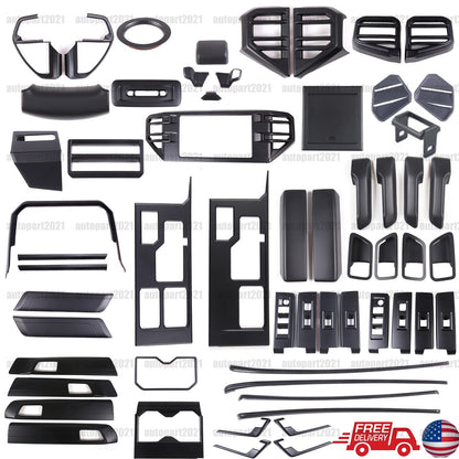 Matte Black ABS Interior Decoration Cover Trim Kit For Toyota Tundra 2022-26 US - Variants 26-29 1