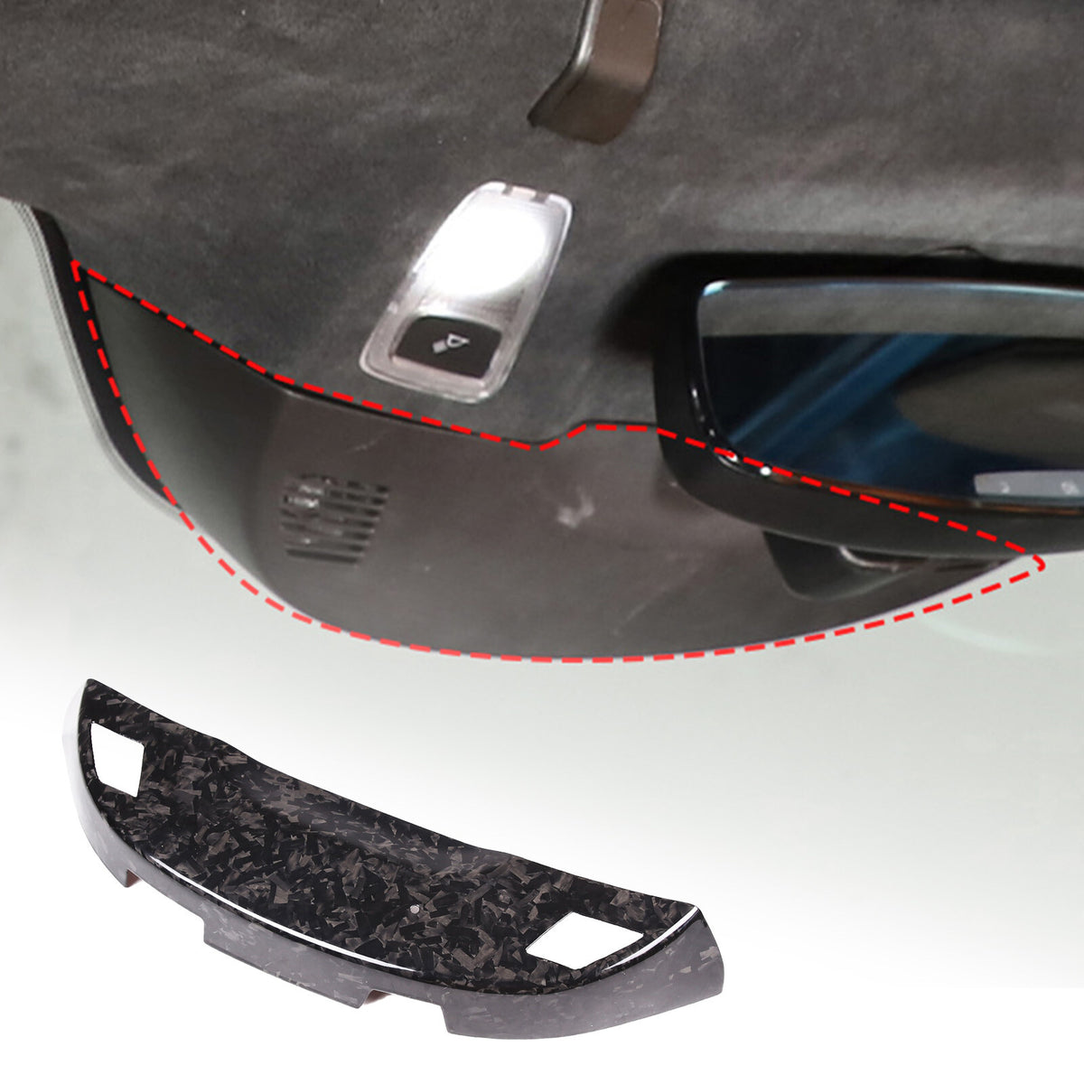 Forged Carbon Fiber Inner Rearview Mirror Base Cover Trim For Corvette C7 14-19 1