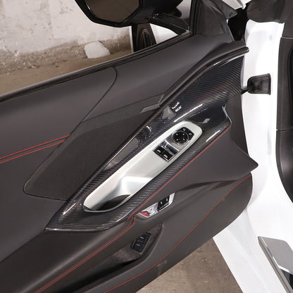 Interior Carbon Fiber Trim For C8 CORVETTE Stingray Z51 Door Panel Button Frame 7