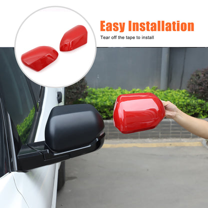 Red ABS Side Mirror Cover Trim with Turn Signal For Toyota Tundra/Sequoia 22+ US 24