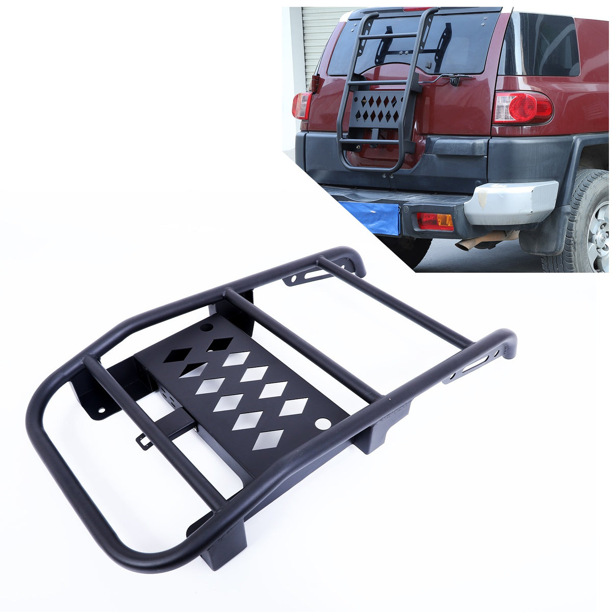 Black Carbon Steel Rear Trunk Middle Tail Ladder For Toyota FJ Cruiser 2007-2021 23