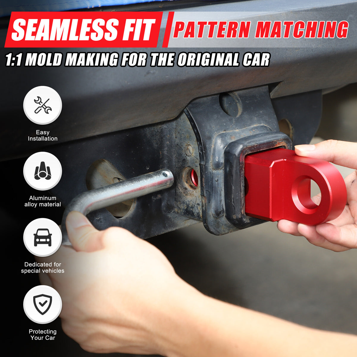 Red Alloy Trailer Mount Receiver Hitch Tow Hook For Toyota Tundra 07-21 US 17