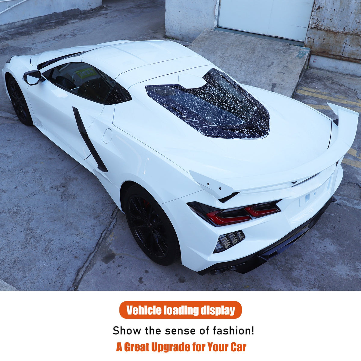 ABS Carbon Fiber Rear Hood Wash Waterproof Trim Cover For Corvette C8 2020+ 19
