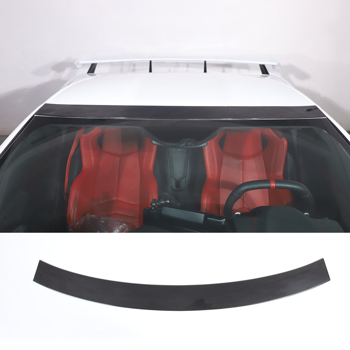 Real Dry Carbon fiber Upper Outer Moulding Trim Top Windshield For Corvette C8 2