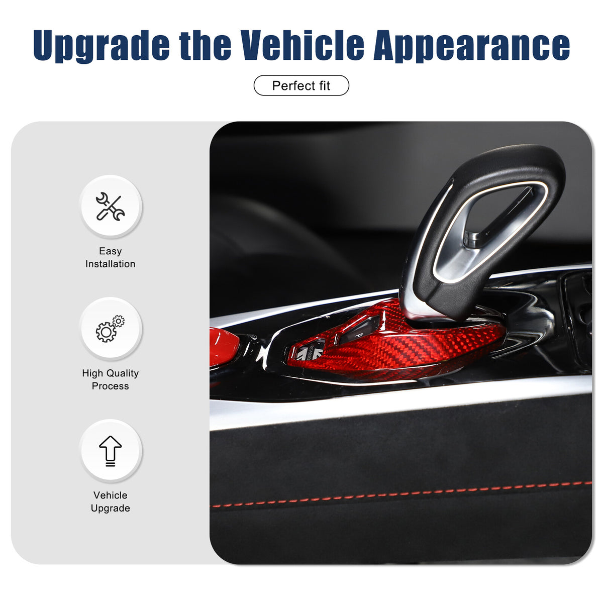 Red Real Carbon Fiber Console Gear Base Cover Trim For Lotus Emira V6 I4 2023-25 9