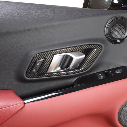 4pcs Carbon Fiber ABS Window Lift & Door handle Cover Trim For Supra A90 19-24 9