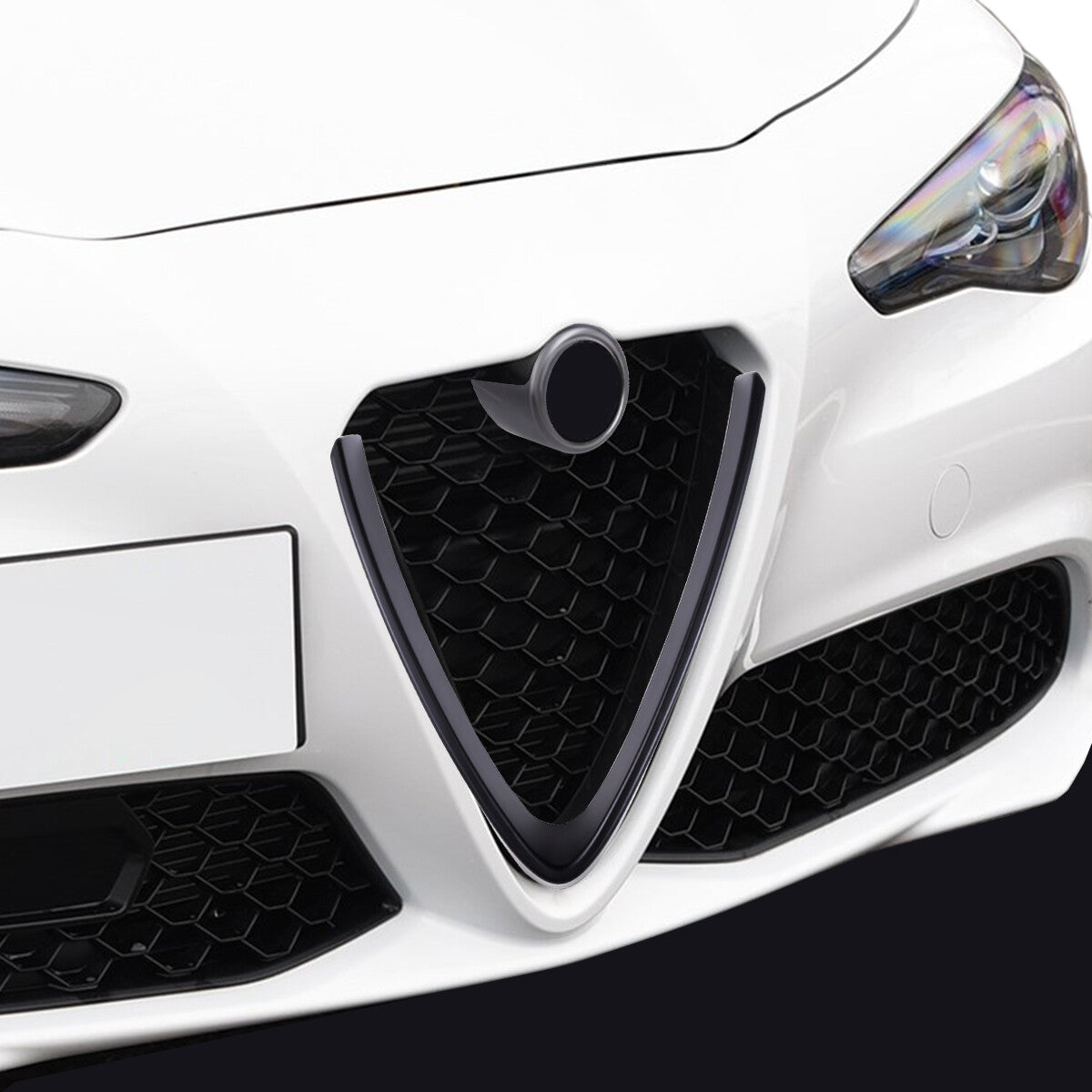Matte Black Fiber V- Frame Shape Grille Mesh Cover For Alfa Romeo Stelvio 17-20 6