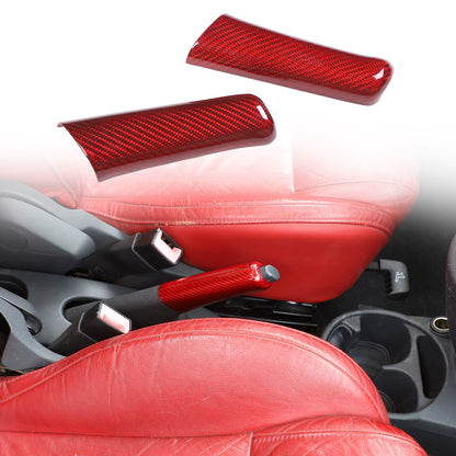 Red Real Carbon Fiber Handbrake Trim Cover For Fiat 500 2007+ 17