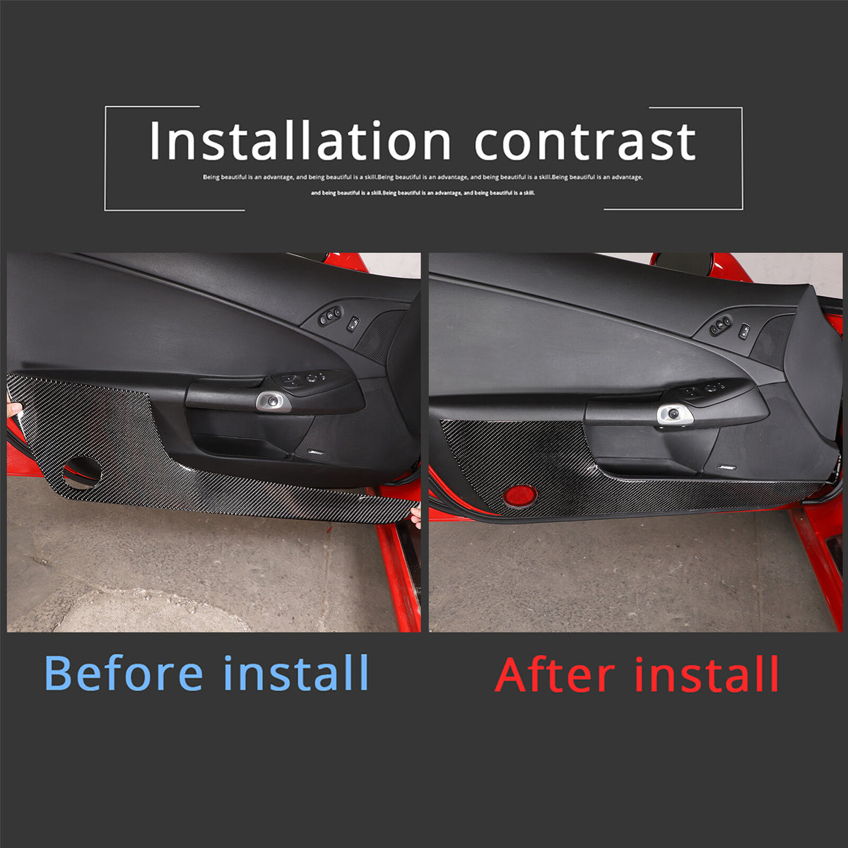 Carbon Fiber Door Upper & Bottom Anti Kick Panel Trim Sticker For Corvette C6 18