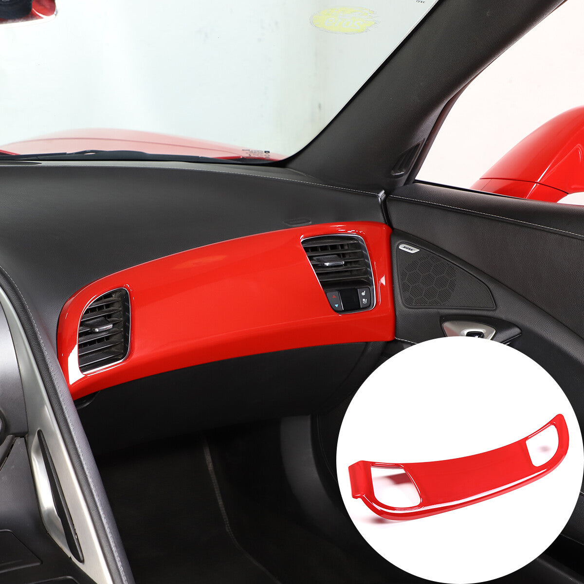 Sports Red ABS Interior Decoration Cover Trim Kit For Corvette C7 2014-19 - Styles 1-5 18