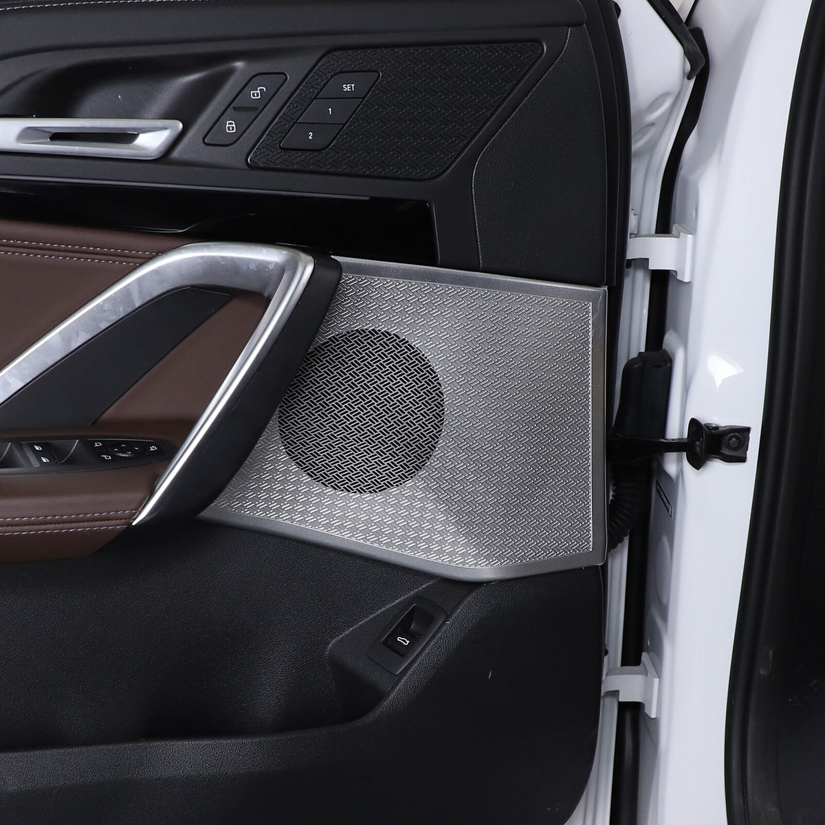 Silver Steel Front& Rear Door & Audio Speaker Tweeter Mesh Cover For BMW X1 23+ 7