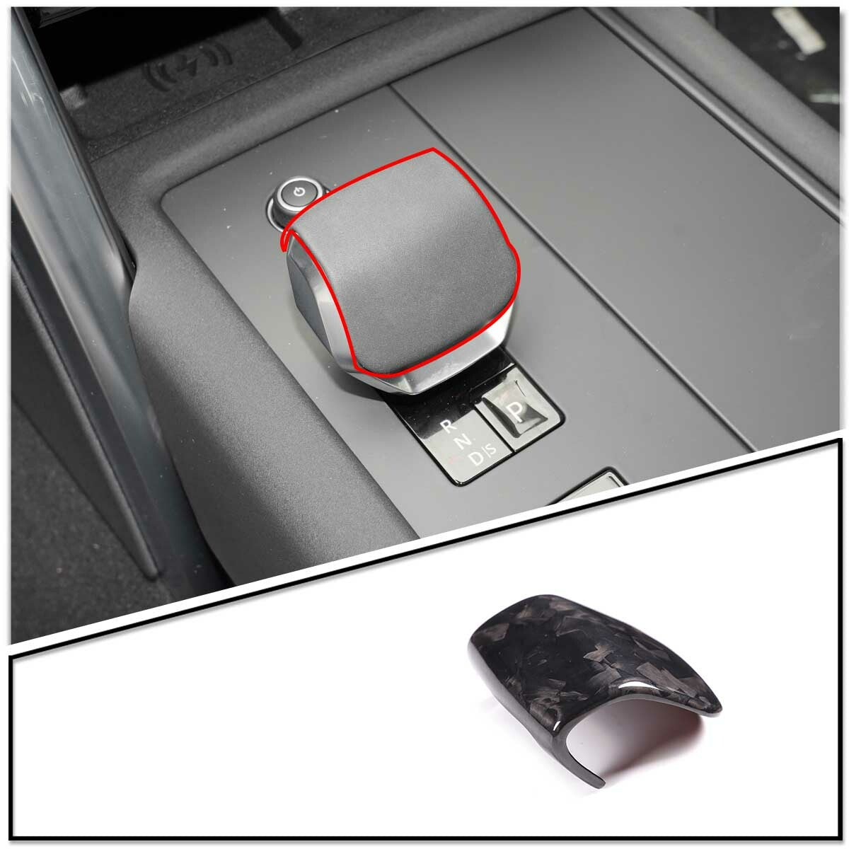 Forged Carbon Gear Shift Head Knob Trim Cover For LR Range Rover Velar 21-22 10