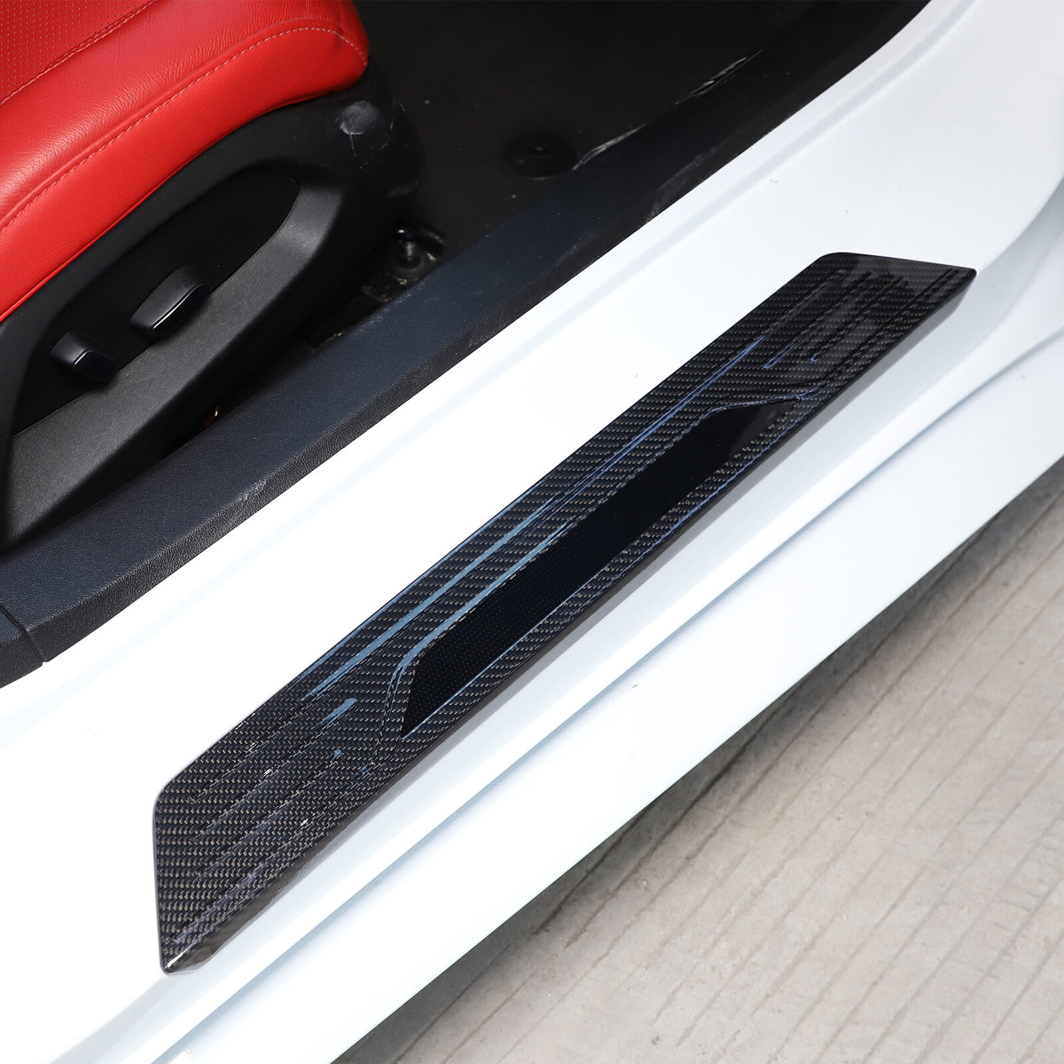 Real Carbon Fiber Scuff Plate Door Sill Cover Protector For Corvette C8 2020-26 13