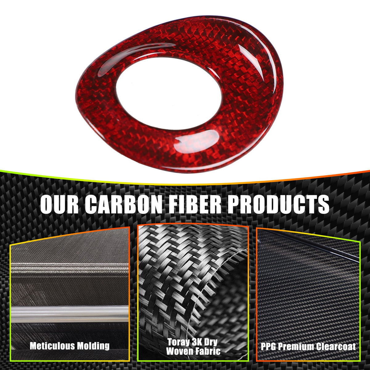 Red Real Carbon Fiber Interior Center Console Trim For Nissan Z 400Z RZ34 2023+ 90