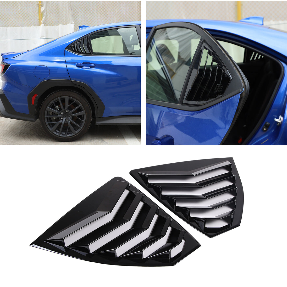 Glossy Piano Black Exterior Door Handle Window Louver Trim For Subaru WRX 22-25 15