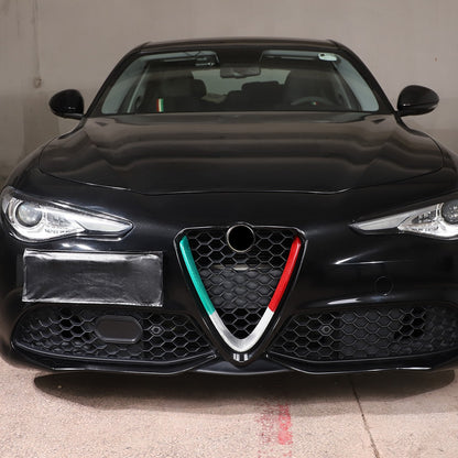 Tricolor Real Carbon Fiber Grille V-Shaped Trim For Alfa Romeo Giulia 2017+ US 3